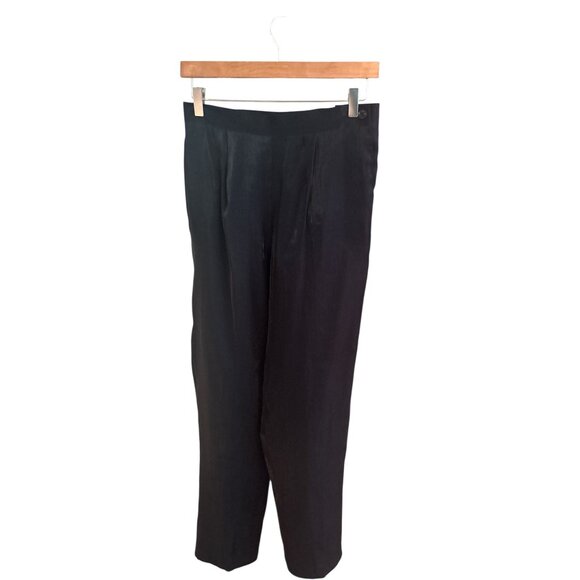 Vintage Black High-Waisted Pleated Trousers For Women - Picture 2 of 8